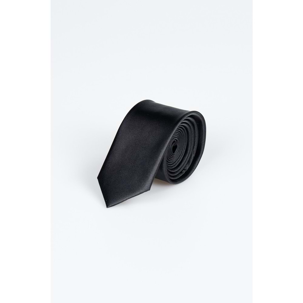 terzi ayhan Saten Kravat 5 cm Siyah