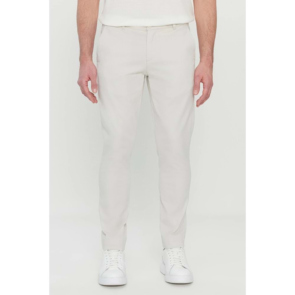 AC&Co / Altınyıldız Classics Bej Erkek Taş Pamuklu Slim Fit Dar Kesim Yan Cep Esnek Casual Pantolon