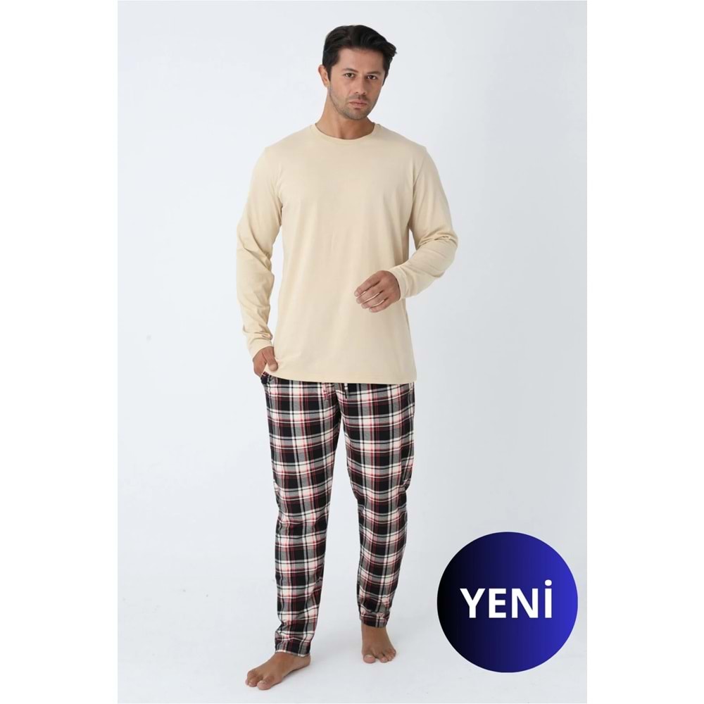DOFİ Erkek Bisiklet Yaka Ekose Pijama Takımı