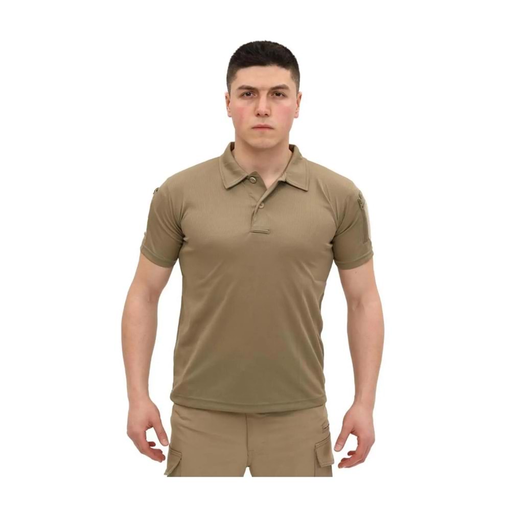 Combat Kısa Kollu Polo Yakalı Bej Tşört