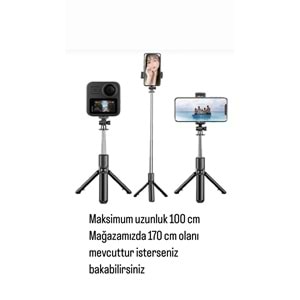 Telefon Selfie Çubuğu Monopod Ayaklı Tripod Bluetooth 100 Cm