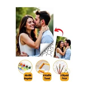 talehobby Kişiye Özel Hediye Sayılarla Boyama Seti Tuvale Gerili 40x50cm Boyalar Ve Fırçalar Dahil