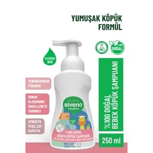 Siveno Doğal, bebek, köpük, şampuanı, 250 ml