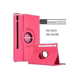 TEKNETSTORE Samsung Galaxy Tab S9 FE 10.9 Inç Tablet Uyumlu Kılıf 360° Dönebilen Deri Leather New Style Case