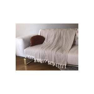 Koza Mix towel Bej Koltuk Örtüsü Balıksırtı Desenli Sütlükahve 180 X 210 Cm Çift Yönlü