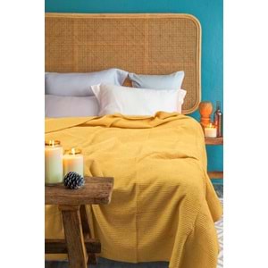 verra home Pamuklu Tek Kişilik Battaniye 130x170cm Hardal – Yumuşak ve Nefes Alabilen Kumaş
