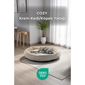 Sevinse Home COZY Kedi ve Köpek Yatağı Bej, Yumuşak Kedi Köpek Yatağı