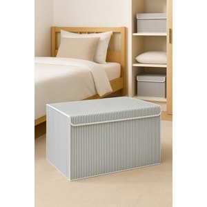 Serstil Orta Boy Kapaklı Kutu Hurç – Kıyafet Battaniye Saklama Kutusu Organizer 50x40x30 cm