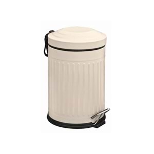 coverest 5 Lt Vintage Serisi Amortisör Kapaklı Krem Çöp Kovası (BANYO - MUTFAK - TUVALET - BALKON)