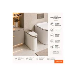 Lova 10 lt Kups Banyo,Ofis,Mutfak Çöp Kovası (KREM)