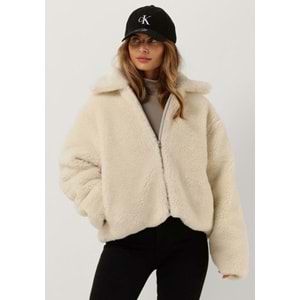 calvin klein ecru calvin klein teddy-jacke back ck sherpa short jacket