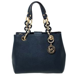 MICHAEL Michael Kors Dark Blue Leather Cynthia Satchel
