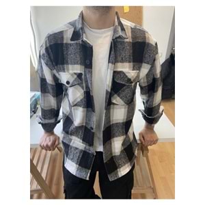 Tarz Cool Kırık Beyaz Erkek Slim Fit Çift Cepli Düz Gömlek