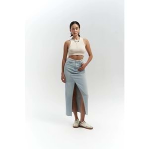 Mai Collection Arket Bel Detay Mavi Jean Etek
