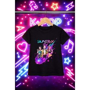 MECH BUTİK Demon Hunter Huntrix Baskılı Siyah Beyaz Unisex Tişört T-Shirt