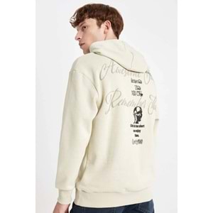 Boxy Fit Kapüşonlu Sırt Baskılı Sweatshirt