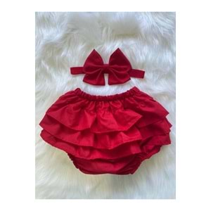 Kız Bebek Kırmızı Fırfırlı Şort