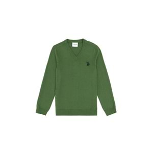 U.S. Polo Assn. Erkek Çocuk Yeşil Basic V Yaka Kazak