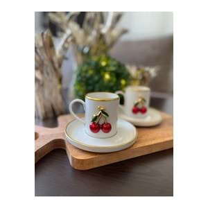 KİRAZ DETAYLI PORSELEN FİNCAN TAKIMI 2 Lİ