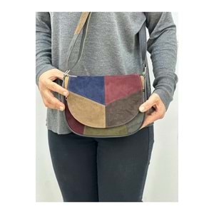 Hakiki Süet Deri,Çapraz Askılı,Günlük Çanta ,Kadın Omuz Çantası,Çok Renkli 21*20*7 Cm