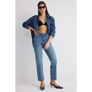 Yüksek Bel Düz Kesim jeans