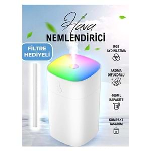 Araç Içi ve Masaüstü Rgb Işıklı Mini Hava Nemlendirici USB Ultrasonik Buhar Makinesi Koku Difüzörü