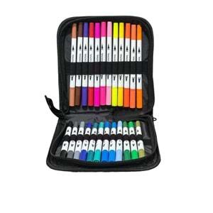 24 Lü Çift Taraflı Brushpen Marker Kalem Seti Çanta Tip