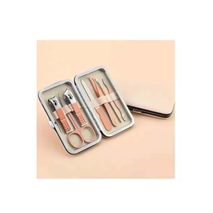 Rose Gold Taşınabilir Çantalı 7 Parça Kişisel Bakım Seti-Tırnak Bakım- Manikür Pedikür Set