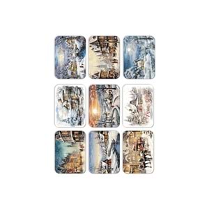 9 lu Simli Yılbaşı Kartpostal Seti
