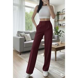 Kadın Bordo Oversize Palazzo Pantolon