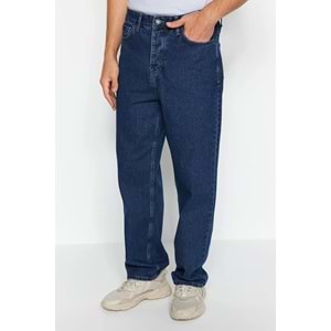 Trendyolmilla Man Lacivert %100 Pamuk Baggy Fit Jeans Bol Kot Pantolon