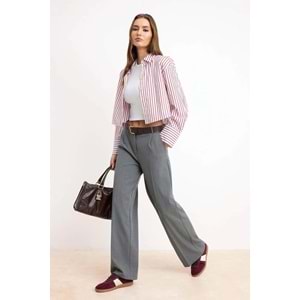 Trendyolmilla Antrasit Palazzo/Extra Geniş Paça Dokuma Kumaş Pantolon