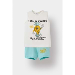 Defacto 2'li Takım Baskılı Atlet Beli Lastikli Şort Erkek Bebek