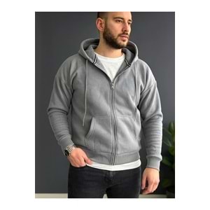 BRLKN Erkek Fermuarlı Kapşonlu Oversize Hırka