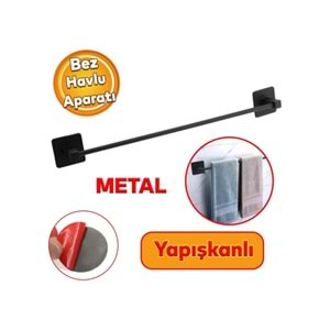 Badem10 Havlu Standı Askısı Paslanmaz Metal Siyah Bez Havluluk Uzun 40 cm