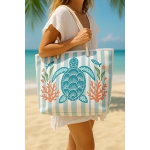 Prendi Home Caretta Caretta Desenli Plaj Çantası