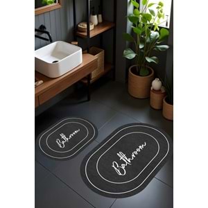 Liriya Dijital Baskı Atrasit Hasır Desenli Modern Banyo Halısı İkili Banyo Paspası