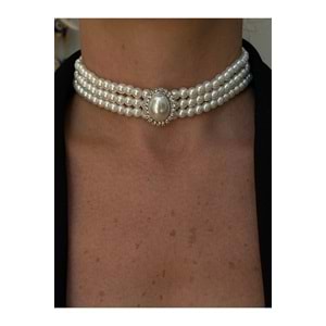 Taşlı İncili Wilma Choker Kolye