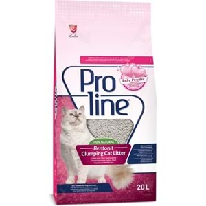 Proline Bebek Pudralı Kokulu Topaklanan Kedi Kumu 20 L Yüksek Emme Gücü ve Ultra Hızlı Topaklanma