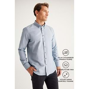 Altınyıldız Düğmeli Yaka Kolay Ütülenebilir Pamuklu Slim Fit Dar Kesim gömlek