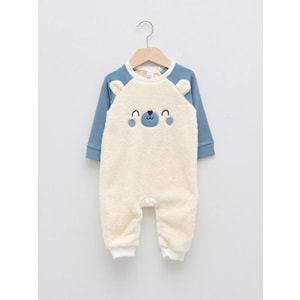 LCW baby Bisiklet Yaka Uzun Kollu Pelüş Erkek Bebek Tulum