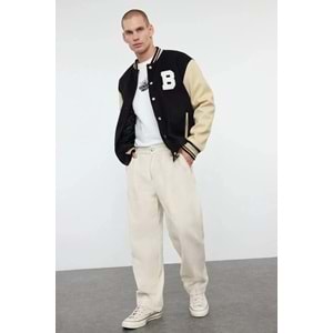 Trendyolmilla Man Taş Unisex Balloon Fit Dokuma Gabardin Pamuklu Pantolon