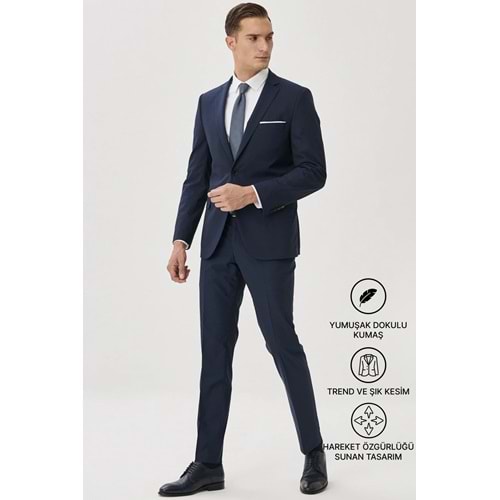 ALTINYILDIZ CLASSICS Erkek Siyah Slim Fit Dar Kesim Mono Yaka Takım Elbise