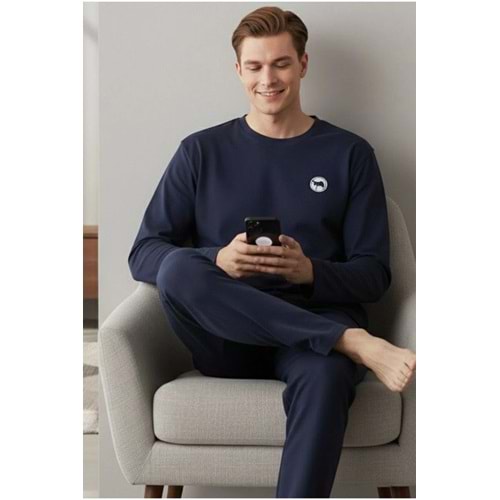 Erkek Deve Baskılı Pijama Takımı