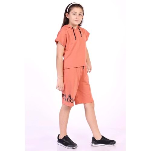 toontoy Kız Çocuk Yazı Baskılı Şortlu Takım