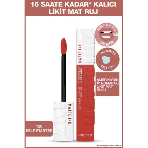Maybelline New York Likit mat ruj, 130 Self-starter
