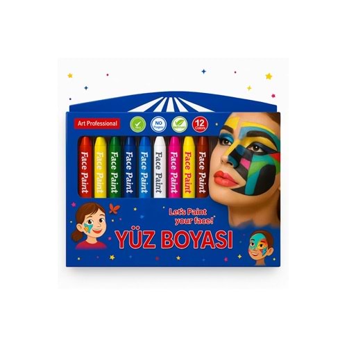 ART PROFFESİONAL Yüz Boyama Kalemi 12 Renk