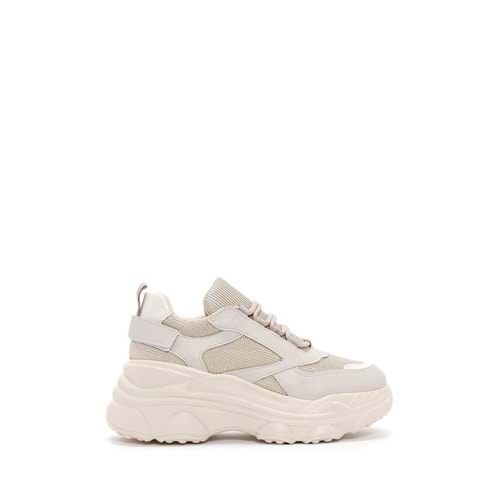 Derimod Kadın Bej Kalın Tabanlı Bağcıklı Sneaker 24WFE145018