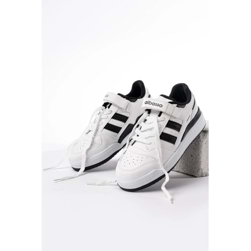 albasso Sneaker Konforlu Rahat Şık Unisex Günlük Spor Ayakkabı beyaz-siyah