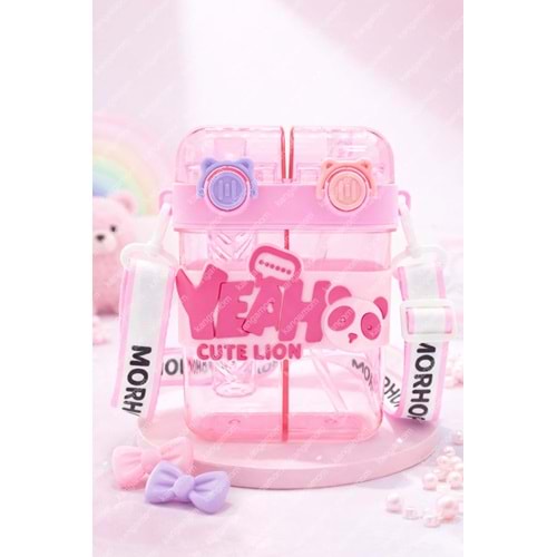 M&B WATER BOTTLE Yeah Çift Bölmeli Suluk - Renkli Boyun Askılı Çift Içimli Okul Çocuk Suluğu Bpa Içermez